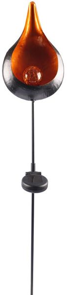 Solar Metall-Gartenstecker 95cm LED Glaskugel Gartendeko Mond Tropfen Flamme TOP
