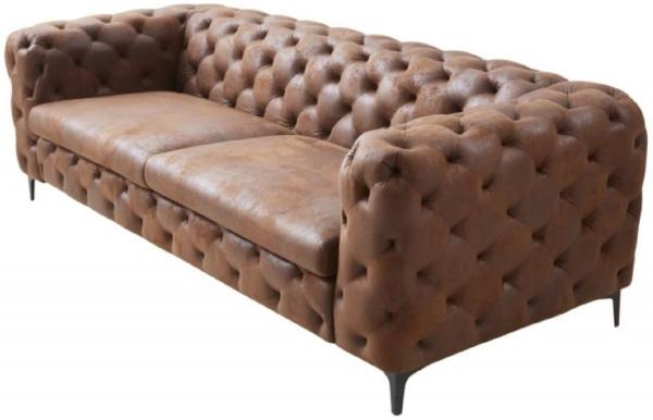 Casa Padrino Chesterfield Wohnzimmer Sofa Antik Braun 240 x 97 x H. 73 cm