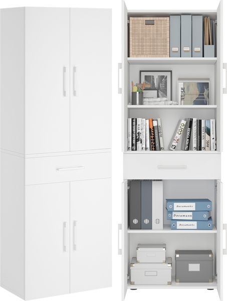 Bellamio 'Apol' Mehrzweckschrank, weiß, 176x33x60 cm, Aktenschrank mit Schublade und 5 Ablagefächern