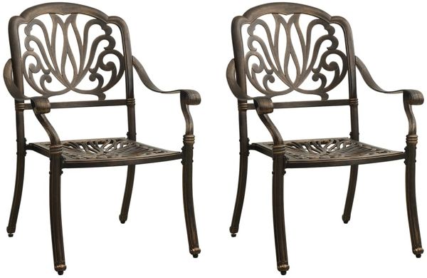 vidaXL Gartenstühle 2 Stk. Aluminiumguss Bronzen 315567