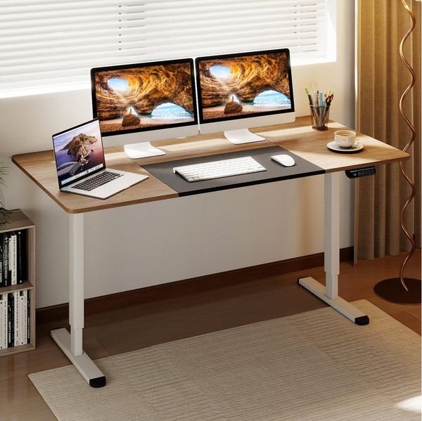 COSTWAY Schreibtisch, höhenverstellbar elektrisch, mit Memory-Funktion 140x70cm