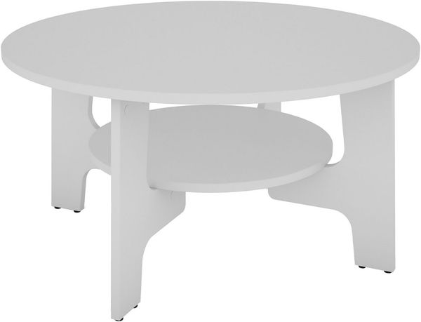 byLIVING Couchtisch JONNY / Melamin weiß / D 80, H 42,5 cm / mit praktischem Ablageboden