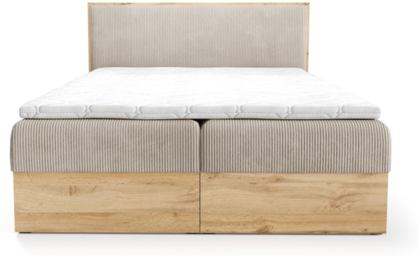 Boxspringbett Schlafzimmerbett ROLAND PREMIUM 120x220cm in Stoff Lincoln Beige Bild 3