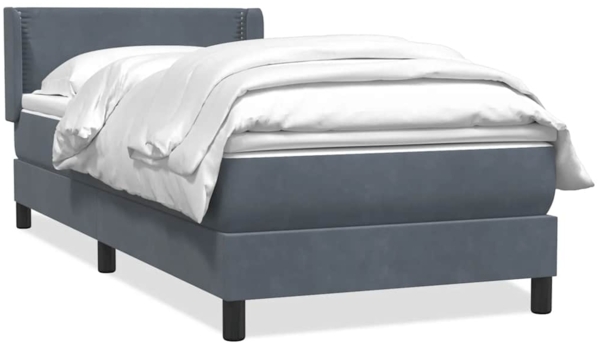vidaXL Boxspringbett mit Matratze Dunkelgrau 90x220 cm Samt 3318058