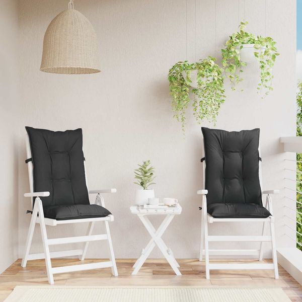 vidaXL Set Hochlehner-Stuhlkissen 2 pcs Melange Schwarz 4002367