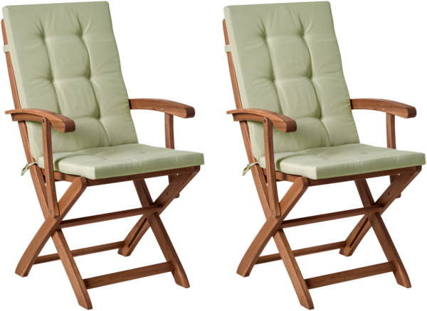 Set mit 2 Stühlen und Sitzkissen MAUI PREMIUM Akazienholz Hellgrün