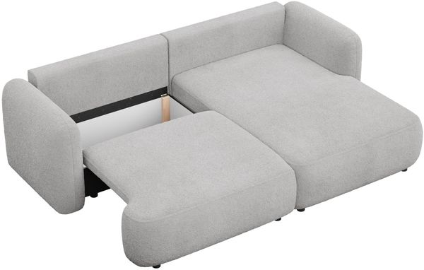 Selsey Tvoya Ecksofa mit Schlaffunktion, Ottomane rechts, Bouclé Hellgrau Bild 8