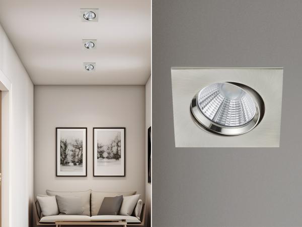 LED Einbaustrahler PAMIR eckig schwenkbar dimmbar Silber 5,5W Deckenbeleuchtung