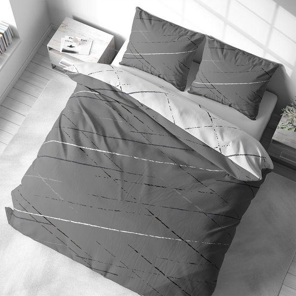 Visaggio Bettwäsche Hochwertige Polycotton Bettbezug in 6 Größen, Renforcé, 3 teilig, schlichtes Streifen Design mit Wendeseite, Beige, Grau und Grün