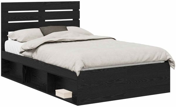 vidaXL Bettrahmen Schwarz 120 x 190 cm Massives Kiefernholz 3411440 Bild 2