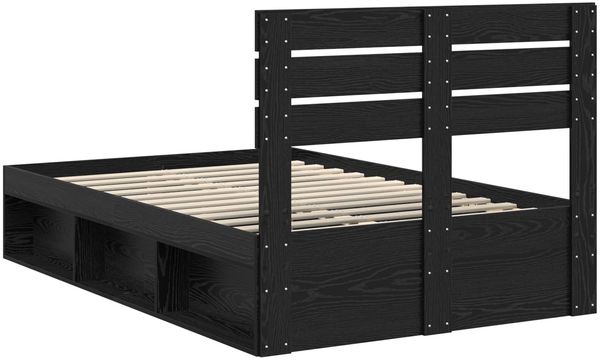 vidaXL Bettrahmen Schwarz 120 x 190 cm Massives Kiefernholz 3411440 Bild 9