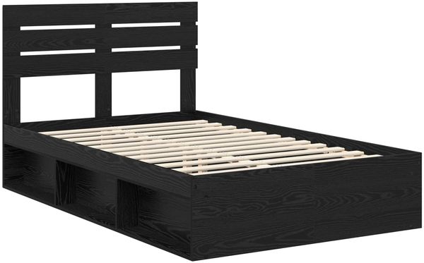 vidaXL Bettrahmen Schwarz 120 x 190 cm Massives Kiefernholz 3411440 Bild 4