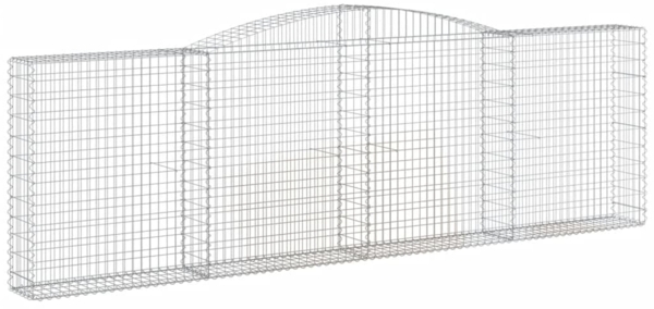 vidaXL Gabione mit Hochbogen 400x30x120/140 cm Verzinktes Eisen 153526