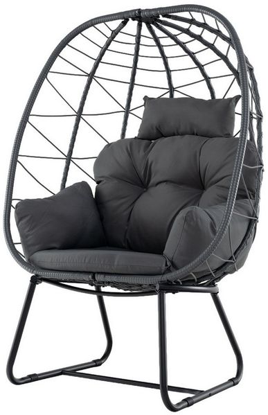 COSTWAY Hängesessel, Korbsessel mit Kissen, aus Rattan & Metall