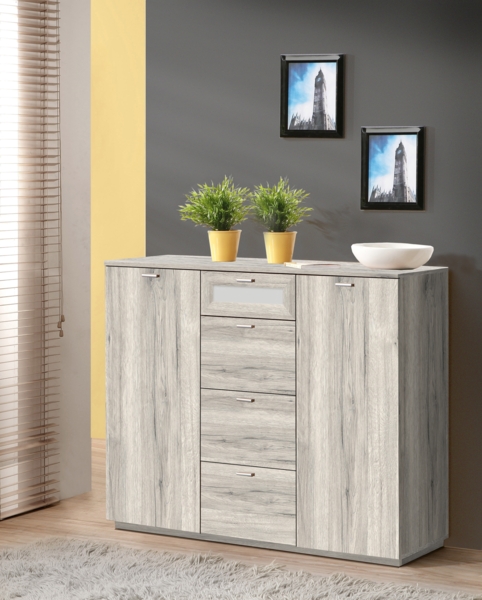 FORTE Nexus Kommode, Holzwerkstoff, Beige/Braun, 119,6 x 98,8 x 40 cm