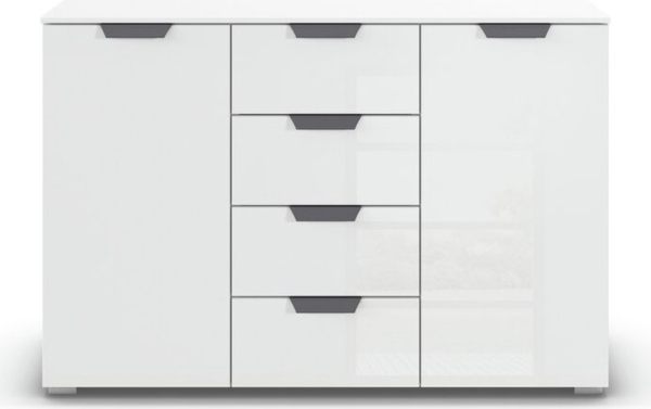 rauch Aditio Box, Kommode, 1-türig, 4 Schubladen, mit Glasfront, mit Softclose-Funktion, Farbe Weiß, BxHxT 120x81x42cm Bild 2