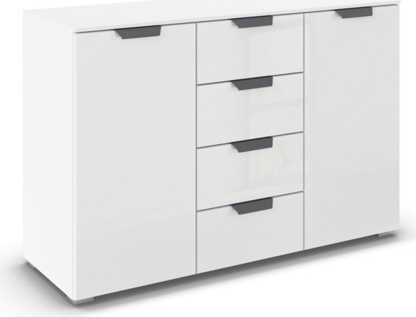 rauch Aditio Box, Kommode, 1-türig, 4 Schubladen, mit Glasfront, mit Softclose-Funktion, Farbe Weiß, BxHxT 120x81x42cm Bild 3