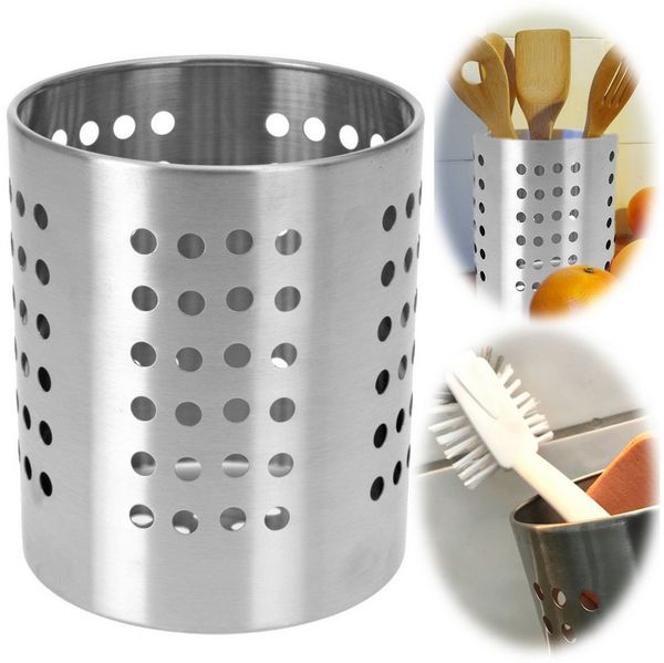 LS-LebenStil Besteckhalter Besteckständer Edelstahl 13x10 cm Abtropfkorb Besteck Abtropfgestell, (Abtropfständer Utensilo Spülbecken Besteckhalter, 1-tlg, Besteckständer Küche Utensilienhalter Besteckkorb Organizer), Küchen Utensilienhalter Gelocht - Ab...
