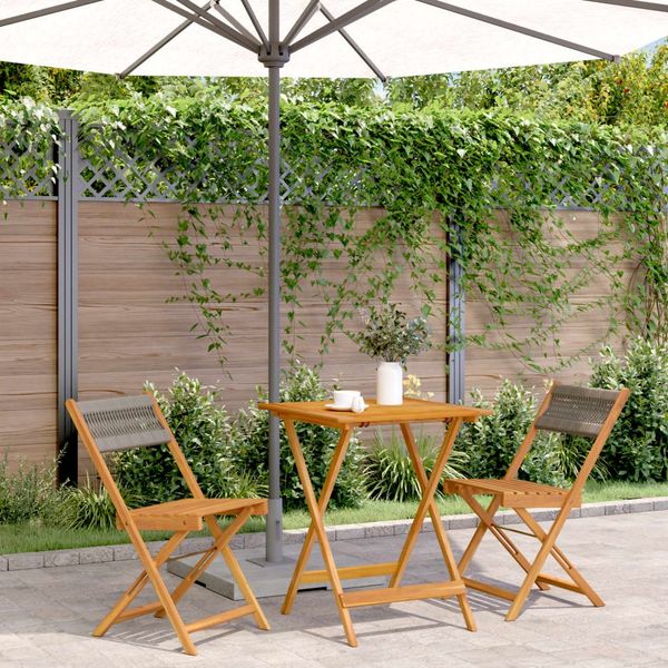 vidaXL 3-tlg. Bistro-Set Grau Polypropylen und Massivholz 3281758
