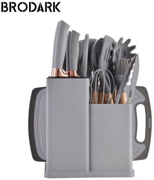 Fine Life Pro Kochbesteck-Set 19 -teiliges Silikon -Küchengeräteset, (hitzebeständig, antihaftend und mit einem), tragbarem Aufbewahrungssystem - ideal für Kochbegeisterte.