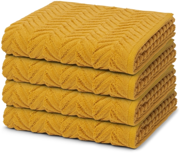 Ross Sensual Skin Zopf 4 tlg. Frottier-Set - 4 X Handtuch (50 X 100cm) - 500 g/m2 - Senf