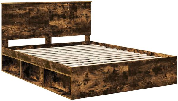 vidaXL Bettrahmen Geräucherte Eiche 150 x 200 cm Massives Kiefernholz 3410996 Bild 4