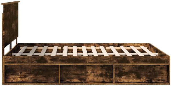 vidaXL Bettrahmen Geräucherte Eiche 150 x 200 cm Massives Kiefernholz 3410996 Bild 8