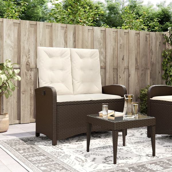 vidaXL Gartenbank Verstellbar mit Kissen Braun Poly Rattan 368217