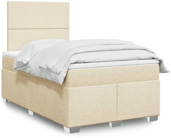 vidaXL Boxspringbett mit Matratze Creme 120x190 cm Stoff 3292725