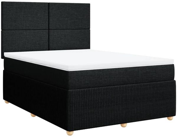 vidaXL Boxspringbett mit Matratze Schwarz 140x200 cm Stoff 3292074 Bild 2
