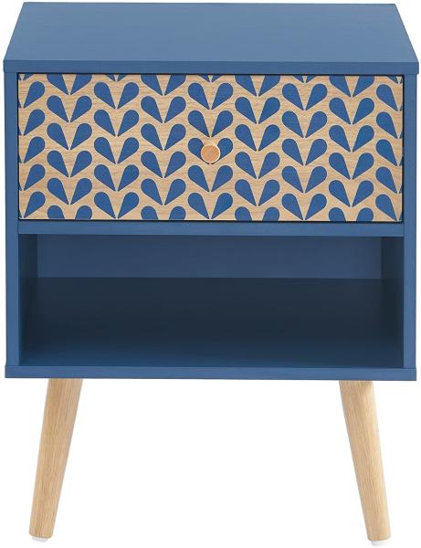 BAÏTA Kapuze Nachttisch, Blau-Petrol, L40cm