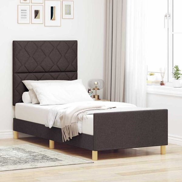 vidaXL Bettgestell mit Kopfteil Dunkelbraun 100 x 200 cm Stoff 3344784