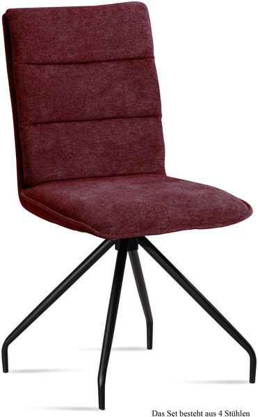 Esszimmerstuhl (4er-Set) Dianna 47x92x60 Schwarz/Marsala
