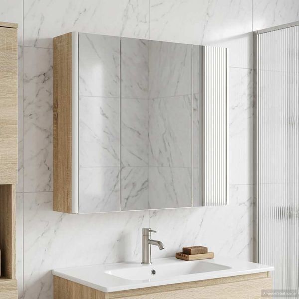 vidaXL Badezimmerspiegelschrank Sonoma-Eiche 63,5 x 15,5 x 60,5 cm 889249