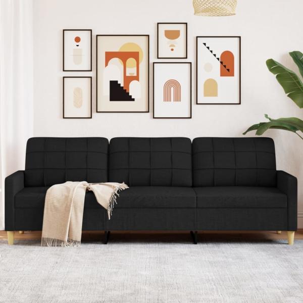 vidaXL 3-Sitzer-Sofa Schwarz 210 cm Stoff 4007418