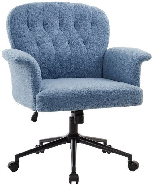 IWMH Bürostuhl Höhenverstellbar Drehstuhl (Teddystoff Schreibtischstuhl), Stuhl für Schminktisch, Schlafzimmer, Homeoffice