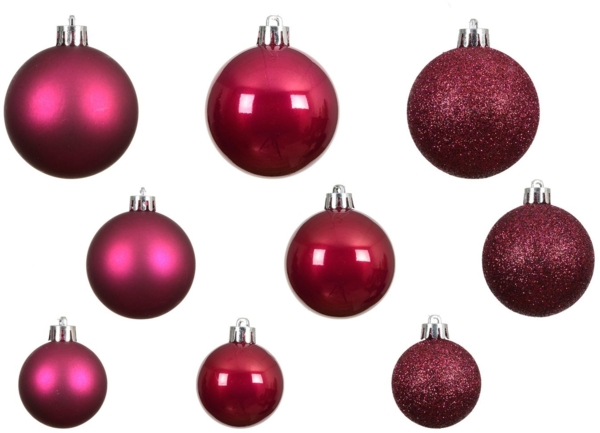 Kaemingk Weihnachtsbaumkugel, Weihnachtskugeln Kunststoff 4-6cm Mix 30er Set - Festlich Rosa