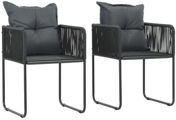 vidaXL Gartenstühle 2 Stk. mit Polstern Poly Rattan Schwarz 44438