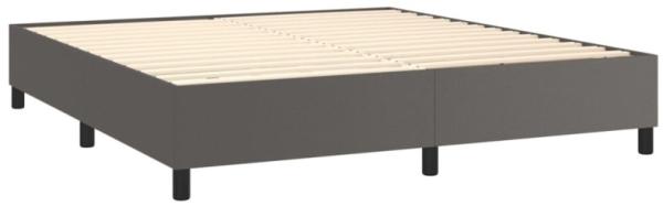 vidaXL Boxspringbett mit Matratze und LED-Beleuchtung, Kunstleder grau, 180x200 cm Bild 4