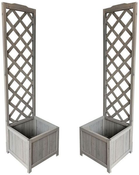 sesua Pflanzkübel Pflanzkübel mit Rankgitter Rankhilfe aus Holz 146x38x38cm (2 St)