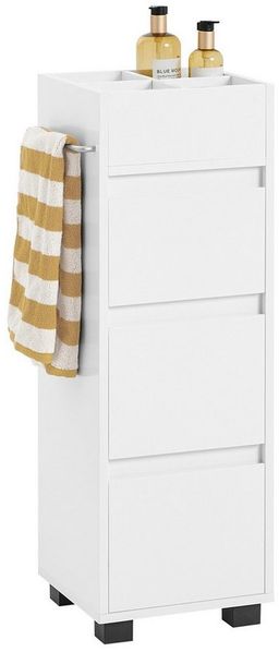 SoBuy Midischrank BZR29, Badschrank schmal, Badezimmerschrank Badkommode Beistellschrank Midischrank Kommode mit 3 Schubladen und 4 Fächern, Badezimmer
