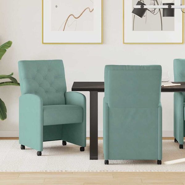 vidaXL Esszimmerstühle mit Rollen 2 pcs Meergrün 58 x 67 x 97 cm Samt 42017874