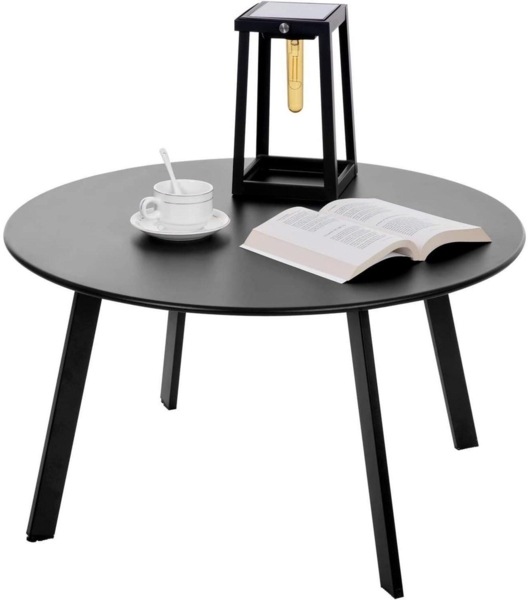 Beistelltisch Metall Garten Rund Sofatisch Schwarz Ø 70 x 40H cm