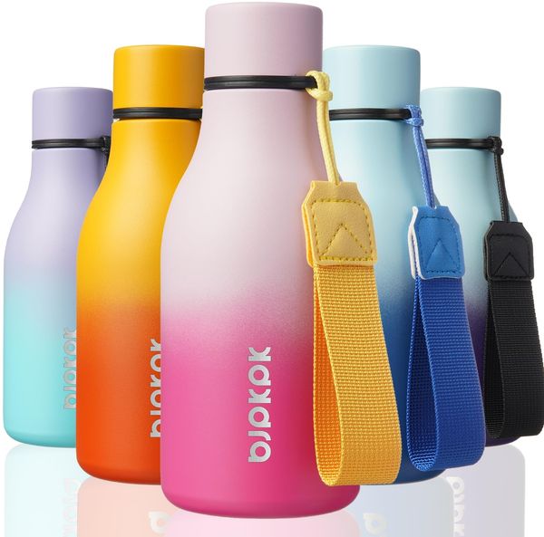 BJPKPK Isolierte Wasserflaschen, 350 ml Edelstahl Metall Trinkflasche Mit Trageriemen, BPA Frei Wasserdicht Thermos, Flaschen, Wiederverwendbare Thermosflasche Für Sport & Reisen, Sakura