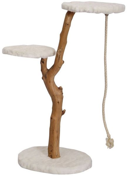 Dehner Kratzbaum Premium Kratzbaum Nero, 109 x 50 x 40 cm, hochwertiger Kletterbaum mit zwei Plüschflächen und Spiel-Kordel