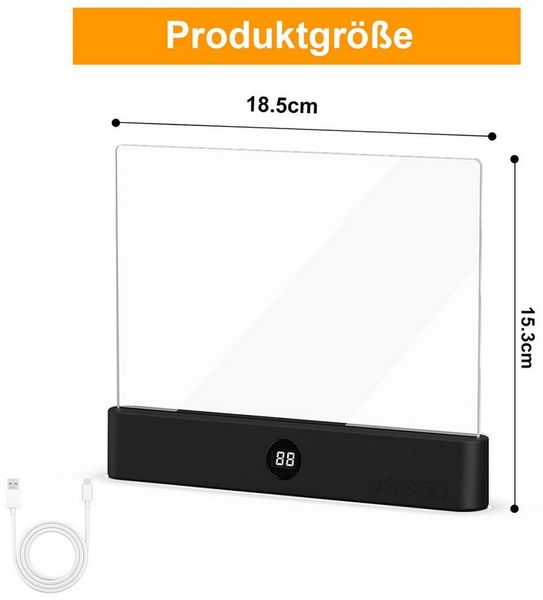 Rosnek LED Leselampe Buchlampe dimmbar mit Timer & 3 Lichtfarben, LED fest integriert, 1200 mAh, transparente Lichtplatte für Bett, Sofa, Büro & Reisen Bild 2