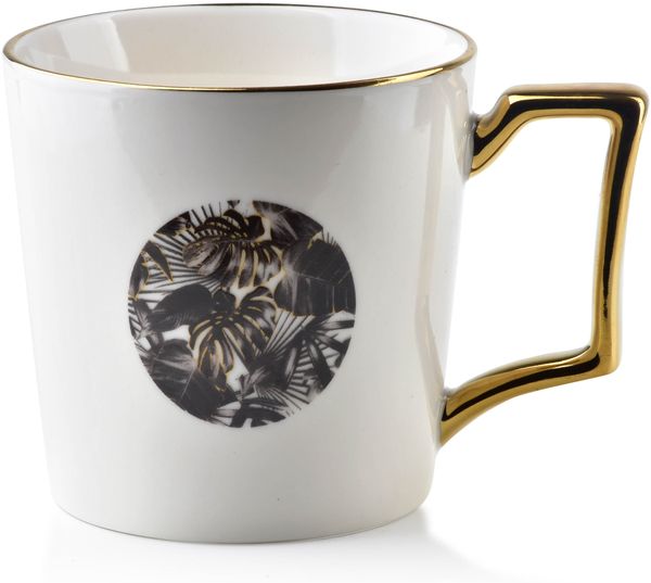 Becher Porzellan AFFEKDESIGN JUNGLE 400 ml 13,5 x 9,5 x 10 cm Weiß/Gold 1er