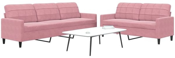 vidaXL 2-tlg. Sofagarnitur mit Kissen Rosa Samt 3278474