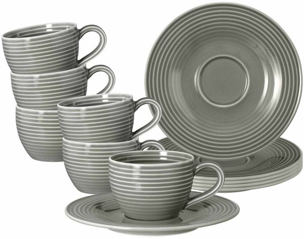 Seltmann Weiden Beat Color Glaze Espressotassen mit Untertassen 6er Set Perlgrau