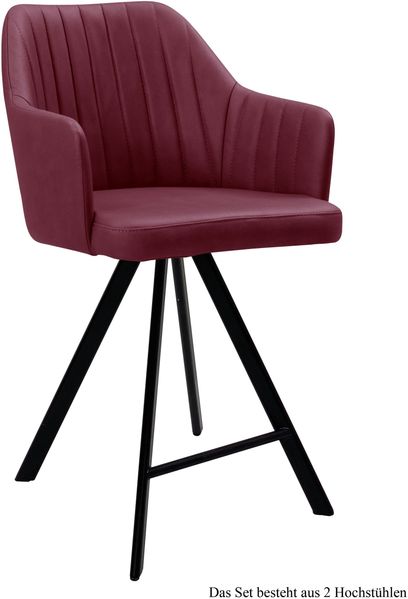 Thekenstuhl drehbar (2er-Set) Diannne 58x98x60 Schwarz/Marsala